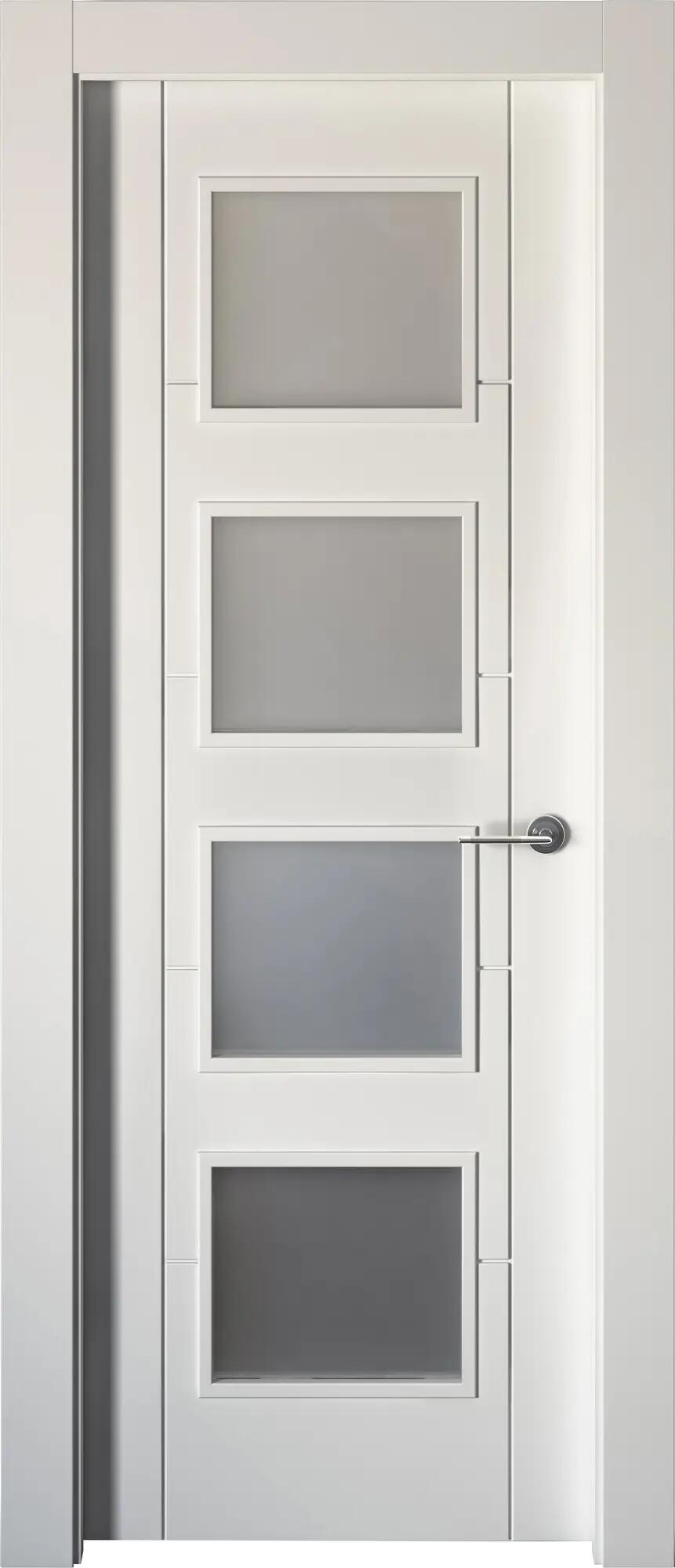 Puerta noruega plus blanco apertura izquierda con cristal 9x82.5cm