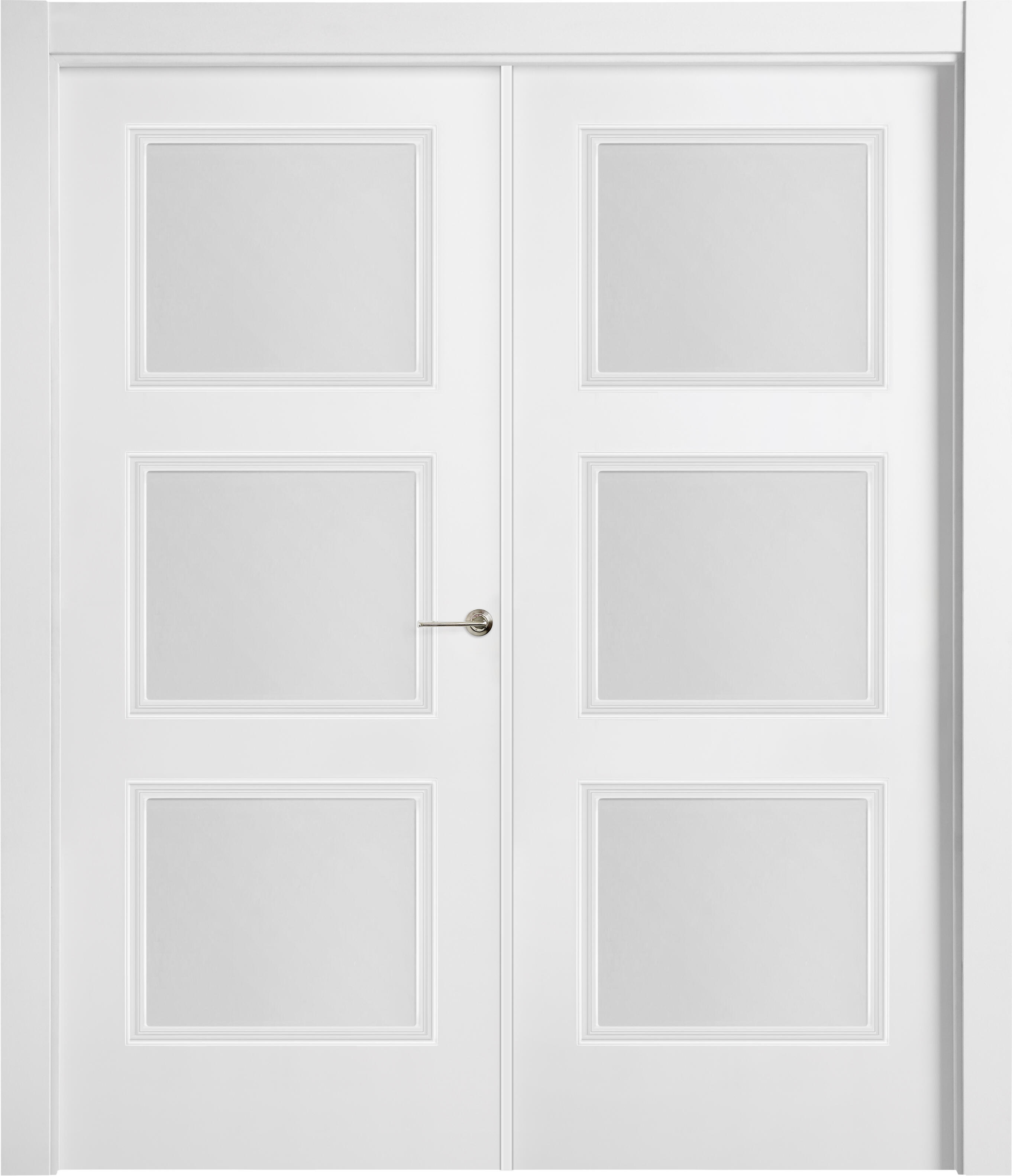 Puerta abatible monaco blanca line plus con cristal blanco derecha de 125 cm