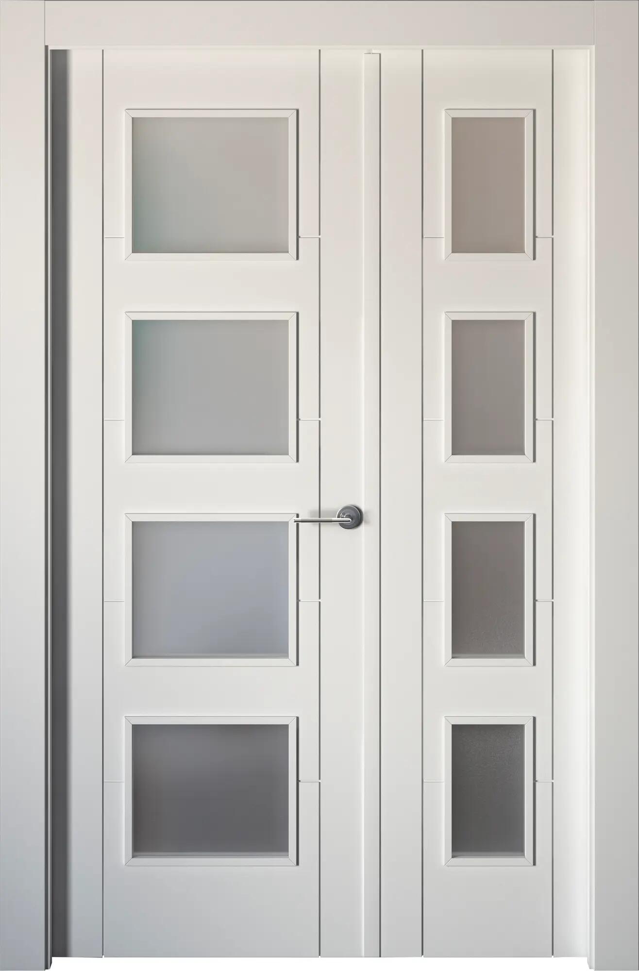 Puerta noruega plus blanco apertura izquierda con cristal 9x115cm