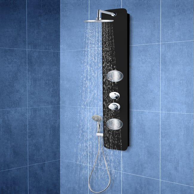 Sistema de panel de ducha Columna de Hidromasaje Ducha Negro 4