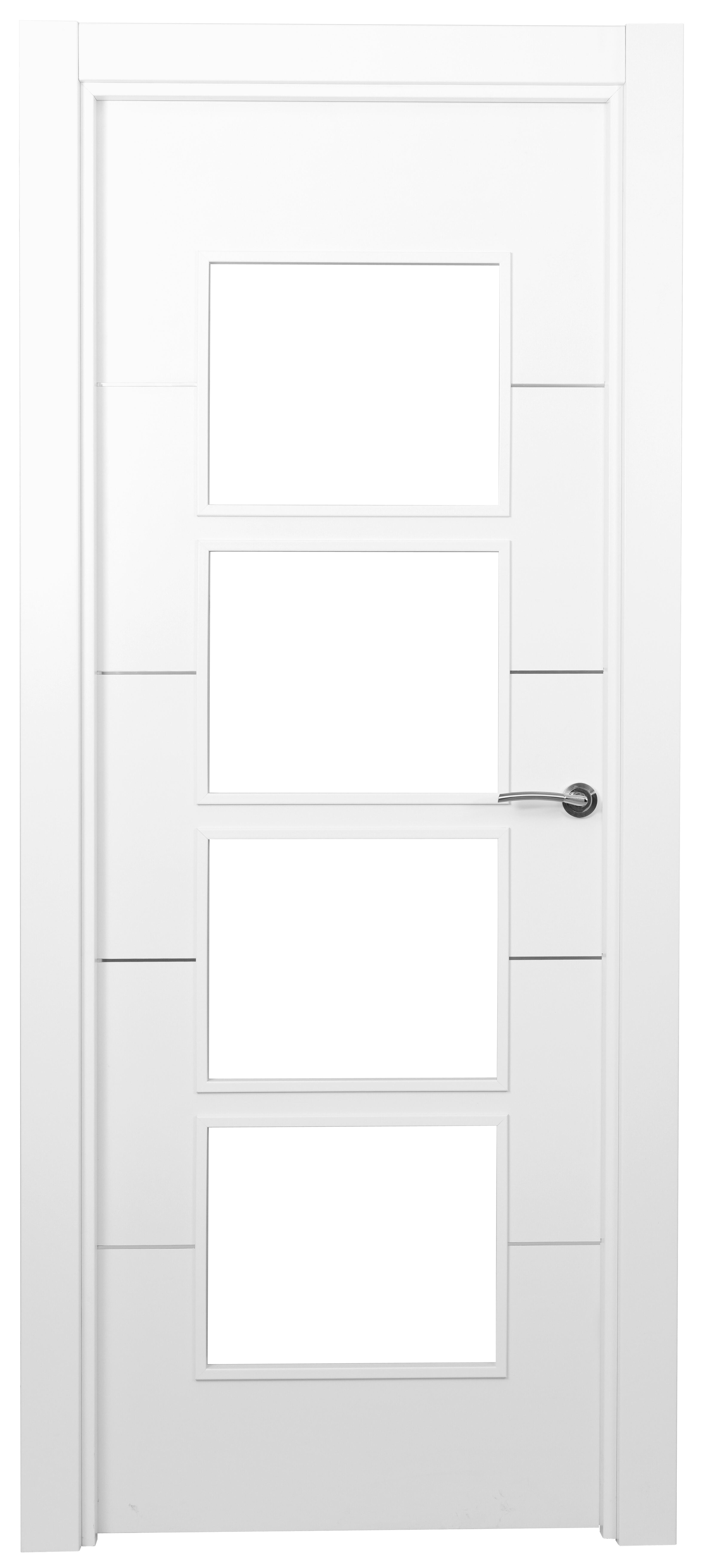 Puerta paris premium blanco apertura izquierda con cristal 9x82.5cm