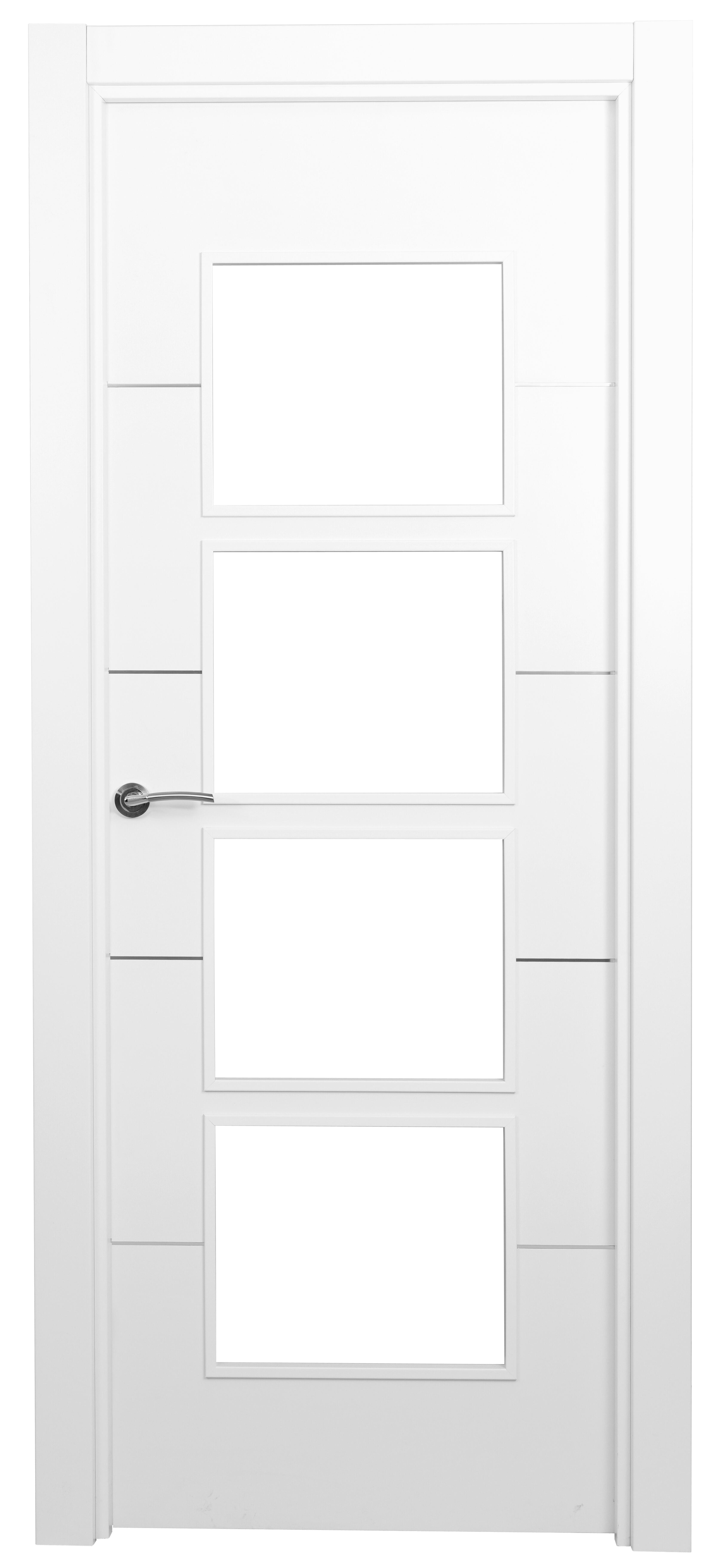 Puerta paris premium blanco apertura derecha con cristal 9x72.5cm