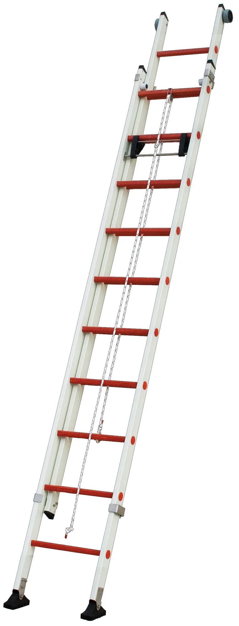 Escalera extensible cuerda escaleras villar 10+10 peldaños 5.7 m altura máxima