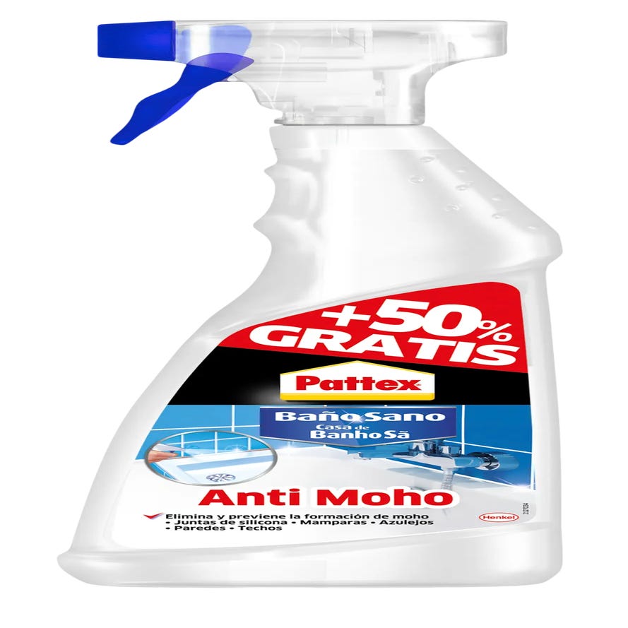 Pattex Baño Sano Anti Moho, limpiador antimoho para juntas de silicona,  mamparas y azulejos, spray limpiador para eliminar y prevenir la aparición  de moho, 2 x 500 ml : : Bricolaje y herramientas
