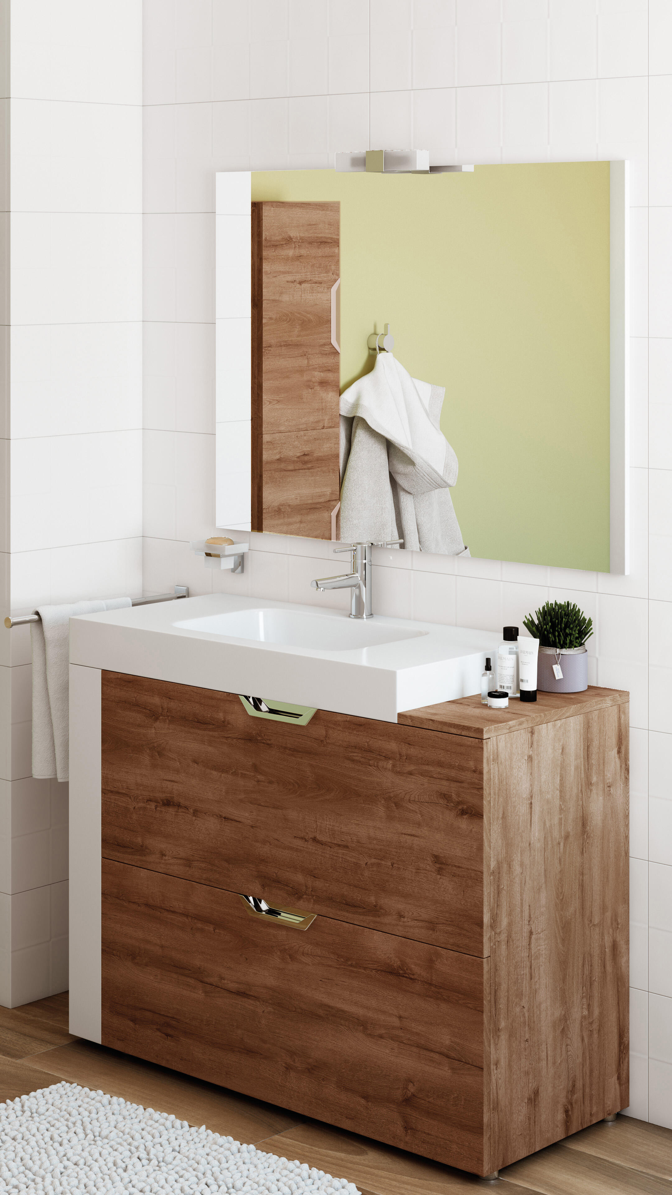 Cava jazz Red de comunicacion Mueble de baño con lavabo Moode marrón chocolate 110x48 cm | Leroy Merlin