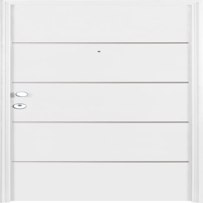 Puerta de entrada metálica insercciones aluminio izquierda blanco de 89x208  cm