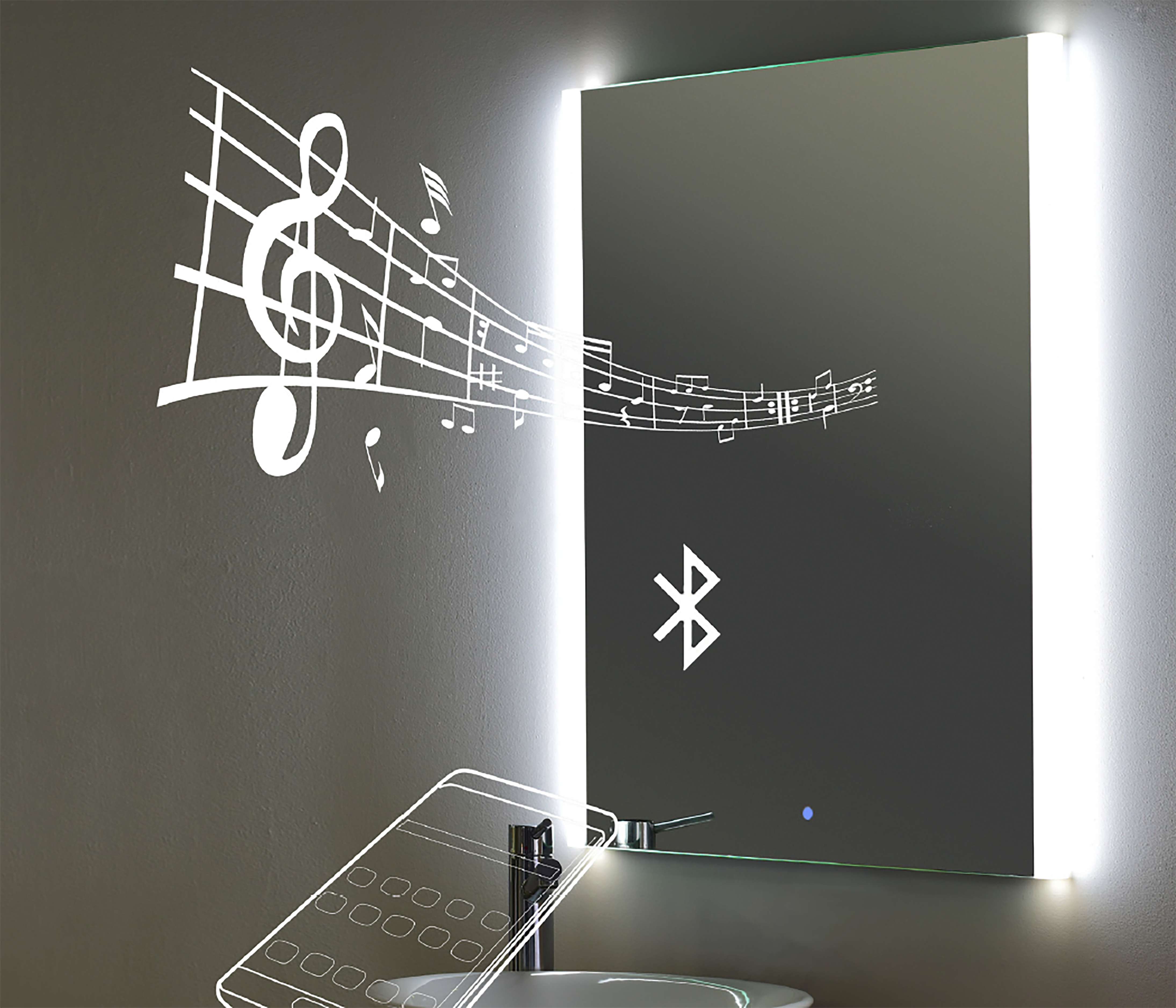 Espejo de baño con luz led led bluetooth antivaho 80x100 cm