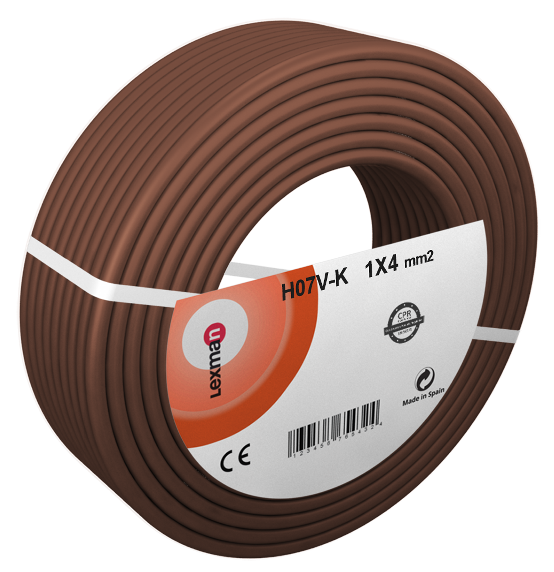 Cable eléctrico lexman h07v-k marrón 4 mm² 50 m