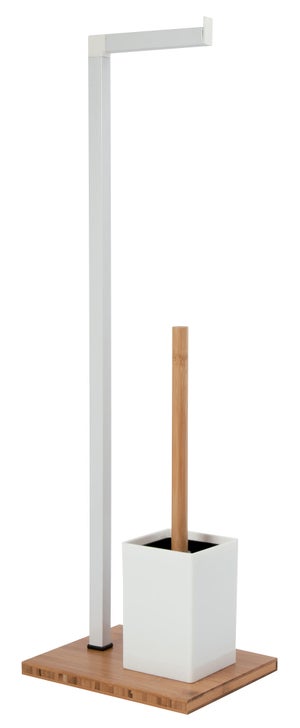 Escobillero y portarrollo Bambu marrón 18x69.5 cm