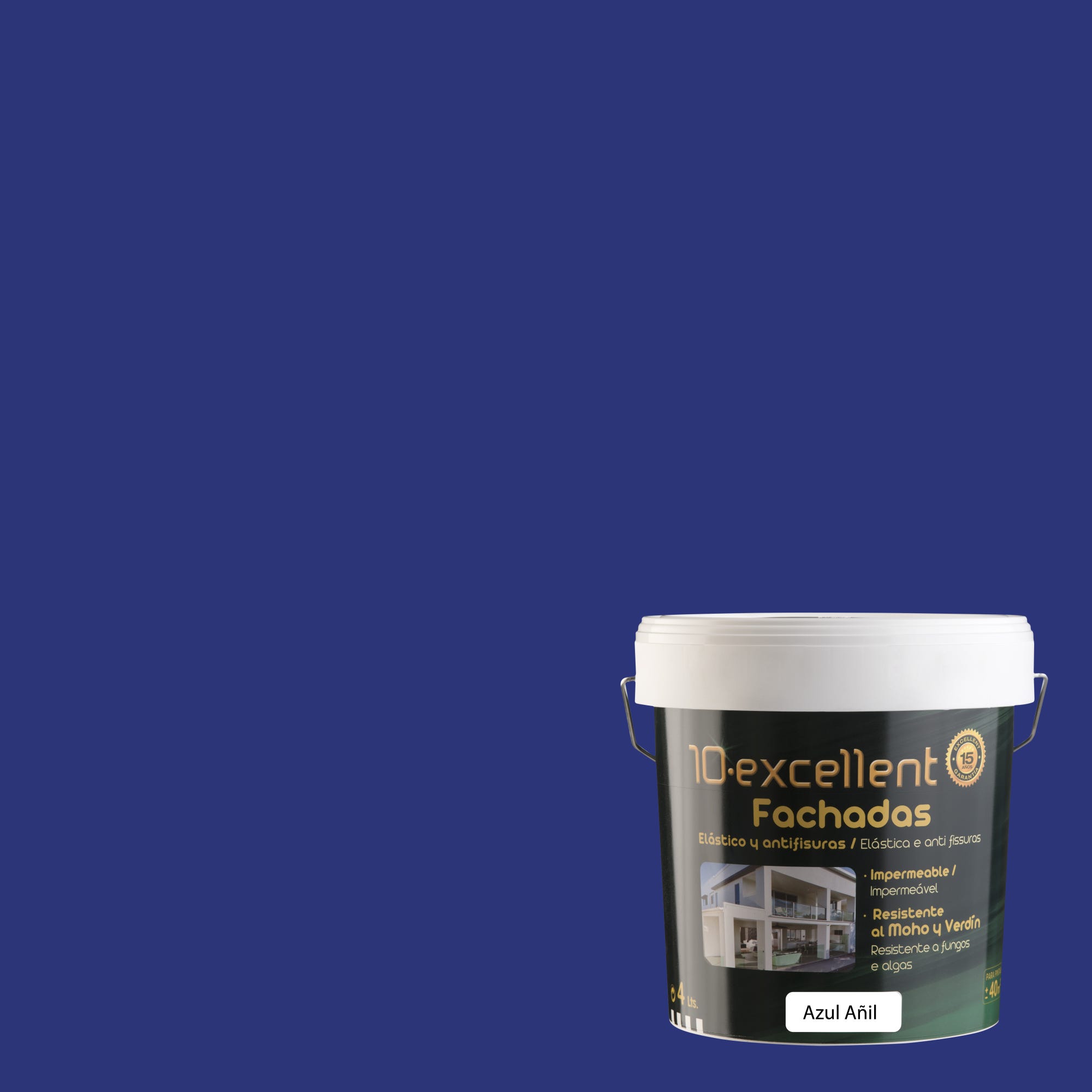 Pintura para fachadas elastica 10EXCELLENT azul añil 4L | Leroy Merlin
