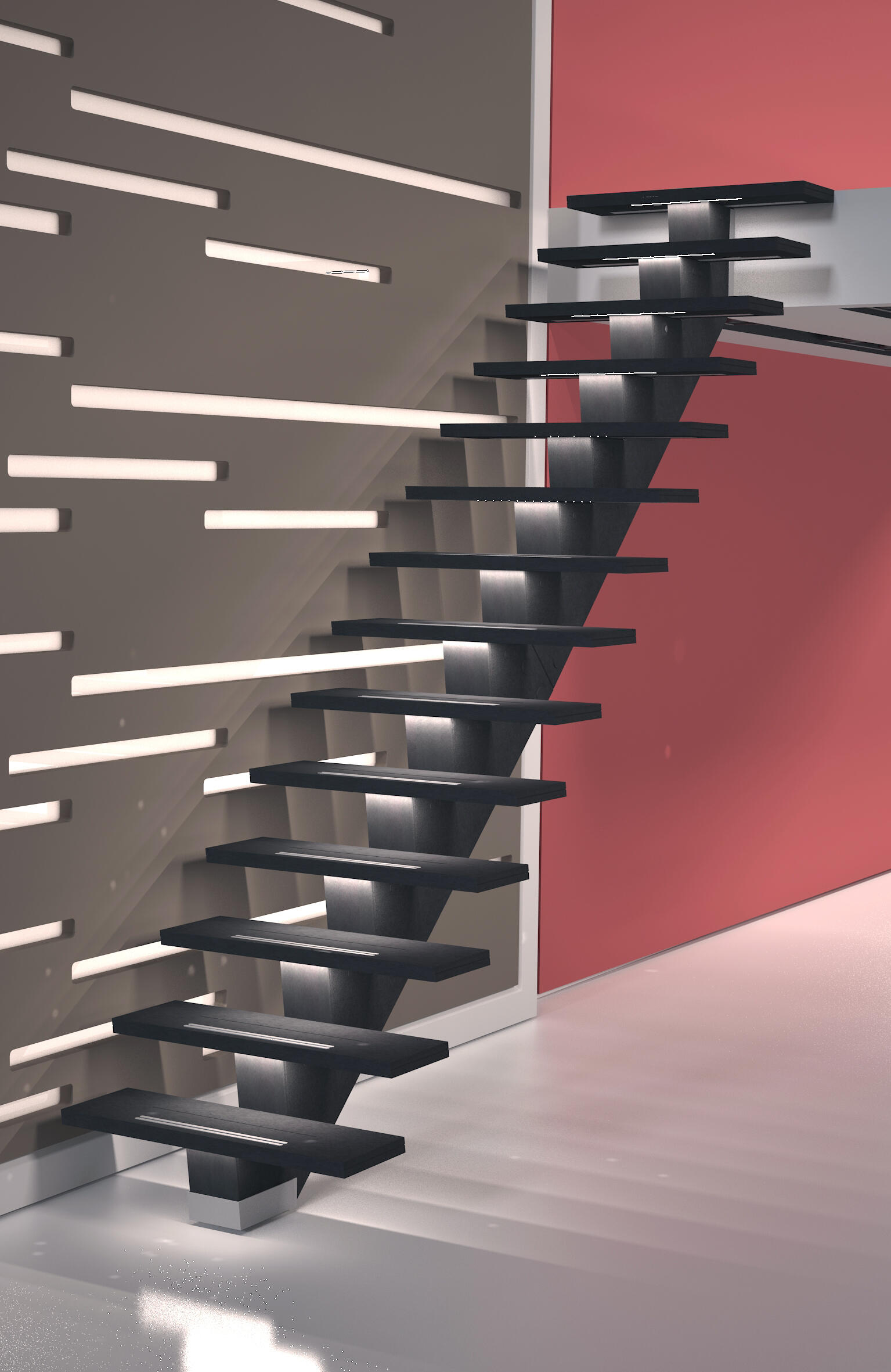 Escalera recta gomera uso interior ancho 90cm valchromat pintado