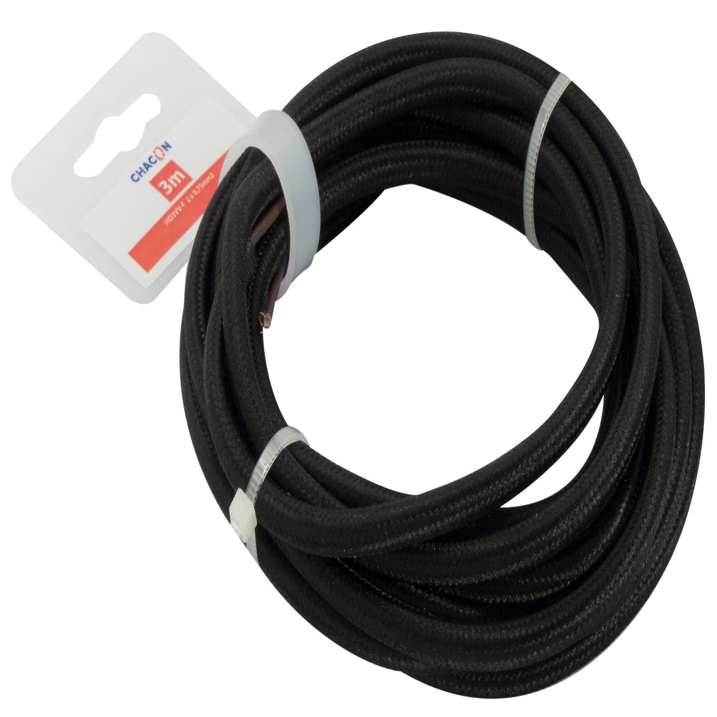 Cabel de plástico 3m negro H03VVH2-F 2x0,75