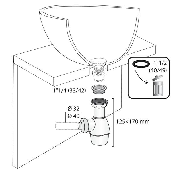 Sifon fregadero diámetro 40 montaje fácil – 💦 WaterOut