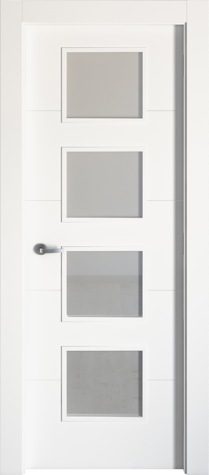 Puerta interior abatible lucerna blanco line apertura derecha con cristal 62.5cm