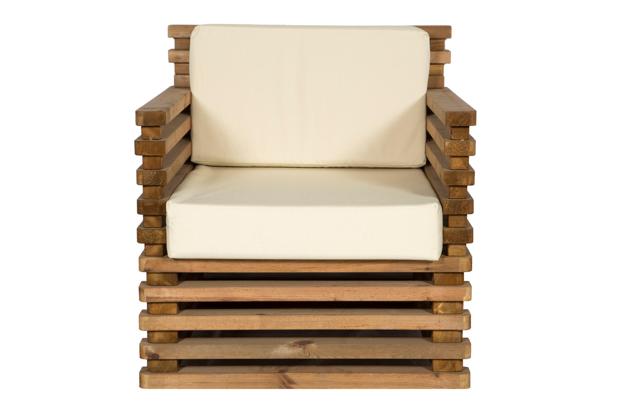 Sofa de exterior de madera 1 plaza relax cojín