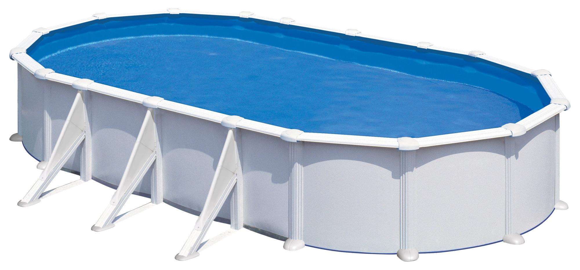 Piscina Desmontable De Acero Blanco Ovalada Gre 7,3 X 3,75 X 1,32 M