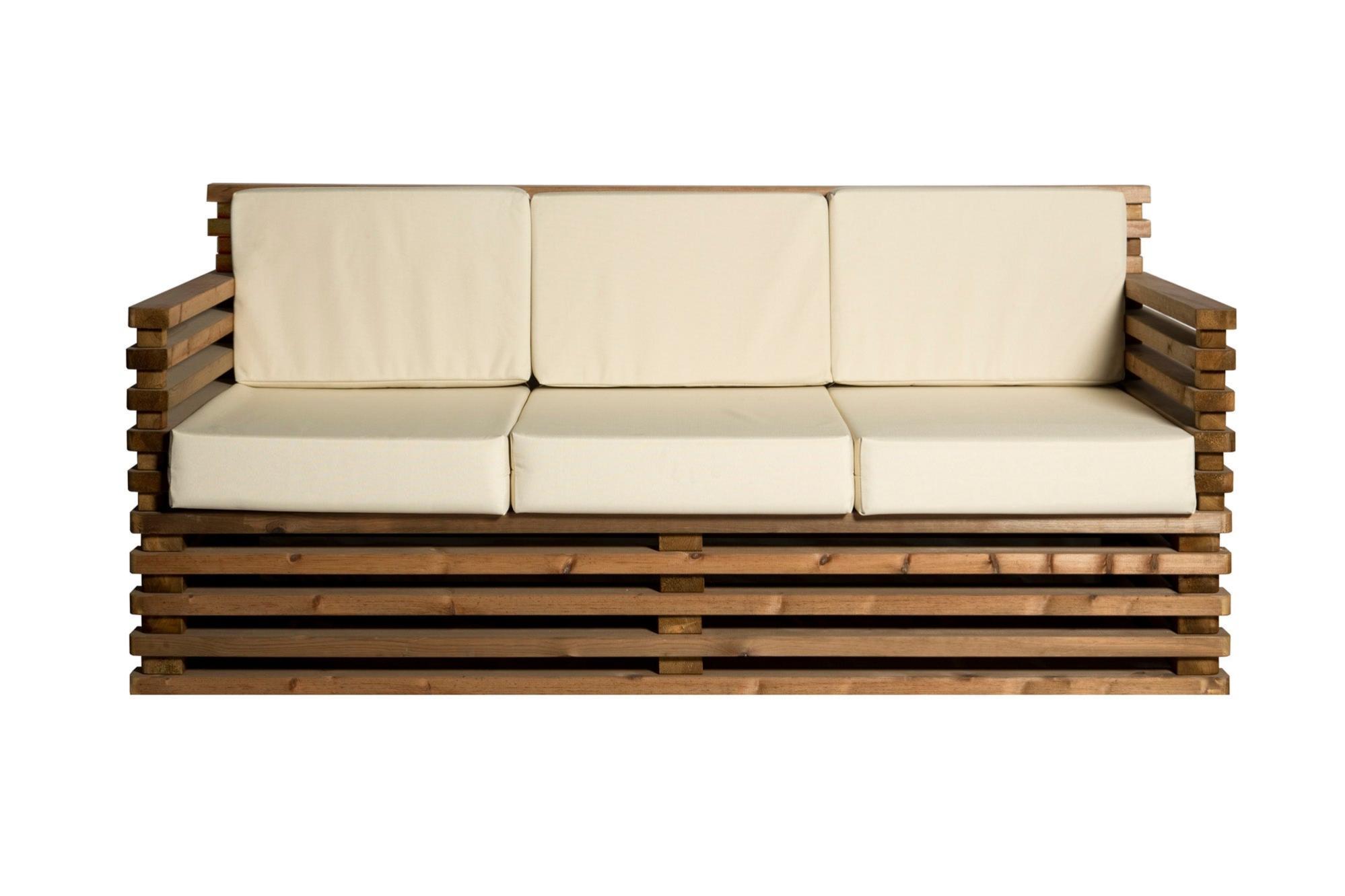 Sofa de exterior de madera 3 plazas relax cojin de la marca Sin marca