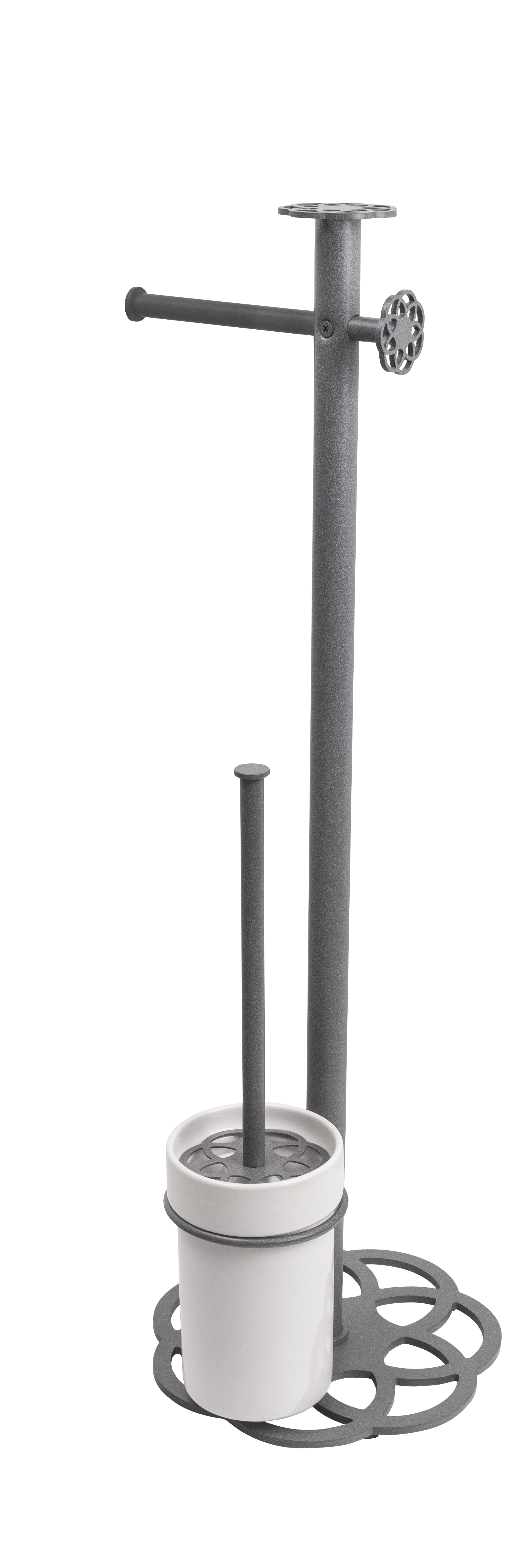 Escobillero y portarrollo mandala gris 17.7x64.6 cm