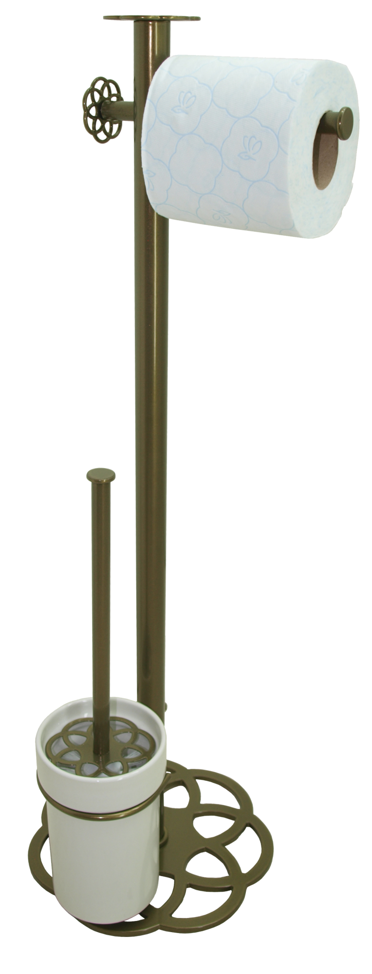 Escobillero y portarrollo mandala verde 17.7x64.6 cm