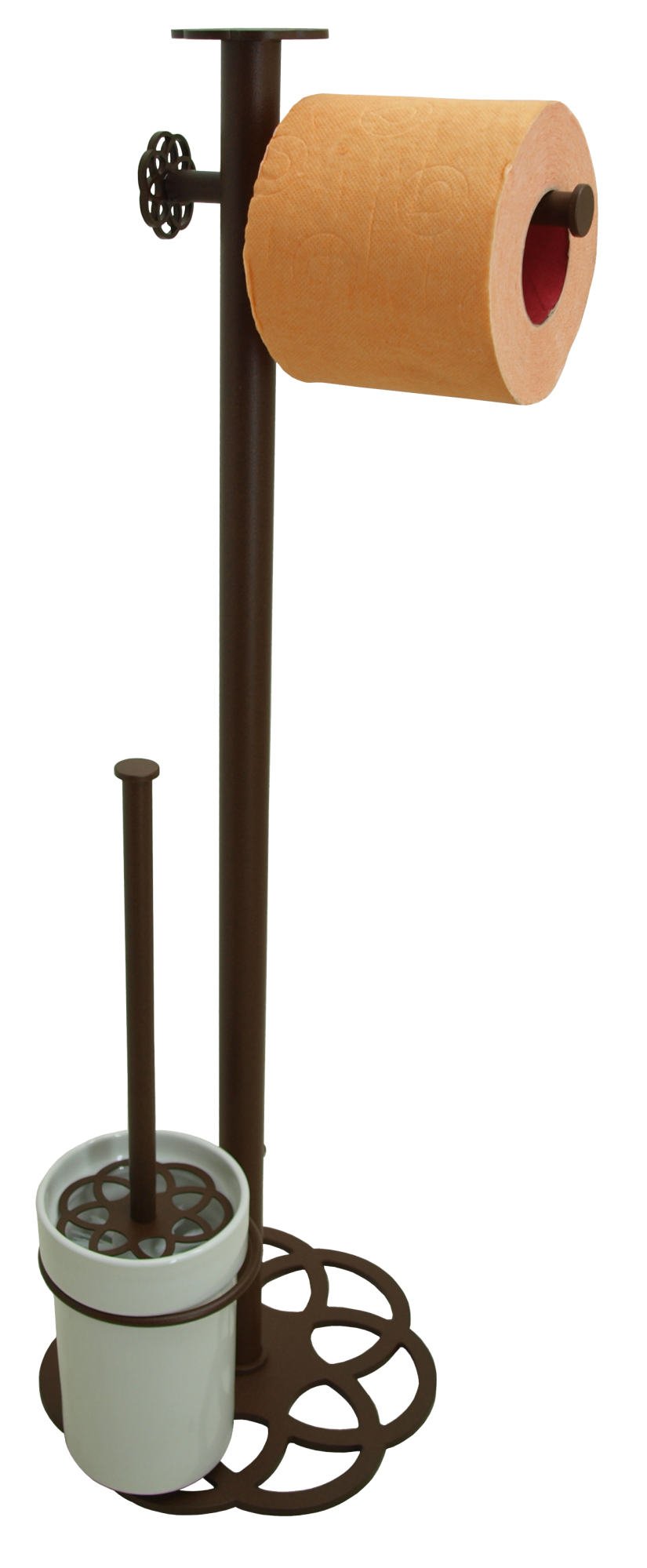 Escobillero y portarrollo mandala marrón 17.7x64.6 cm