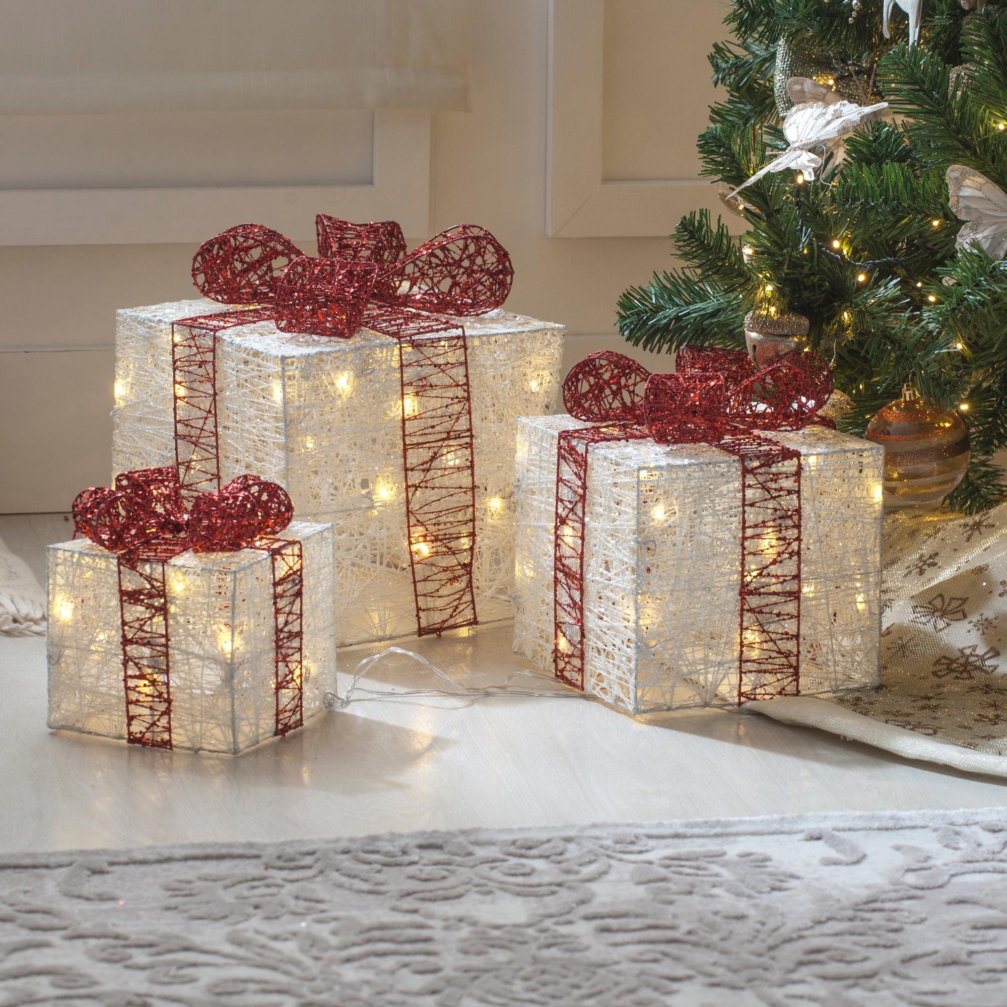 Set 3 cajas regalo Navidad LED