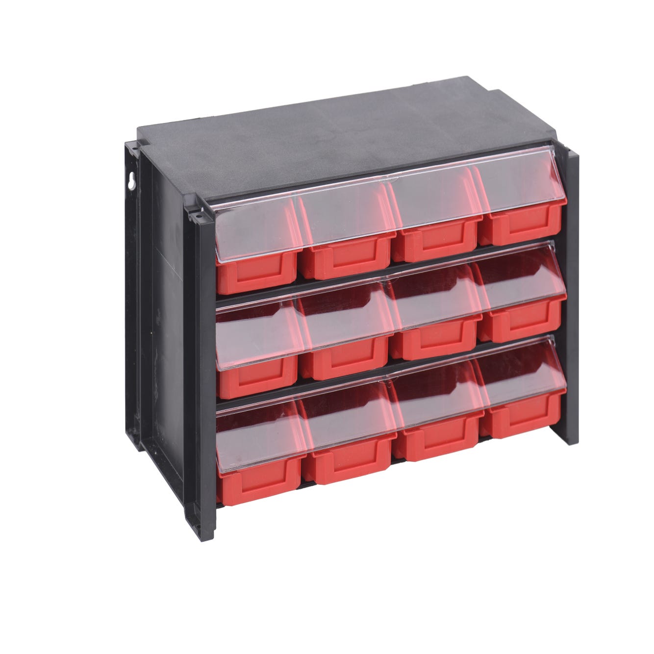 Clasificador apilable de plástico, 16 cajones, gris, 17 x 27 x 12 cm,  módulo, estante organizador para piezas pequeñas, tornillo