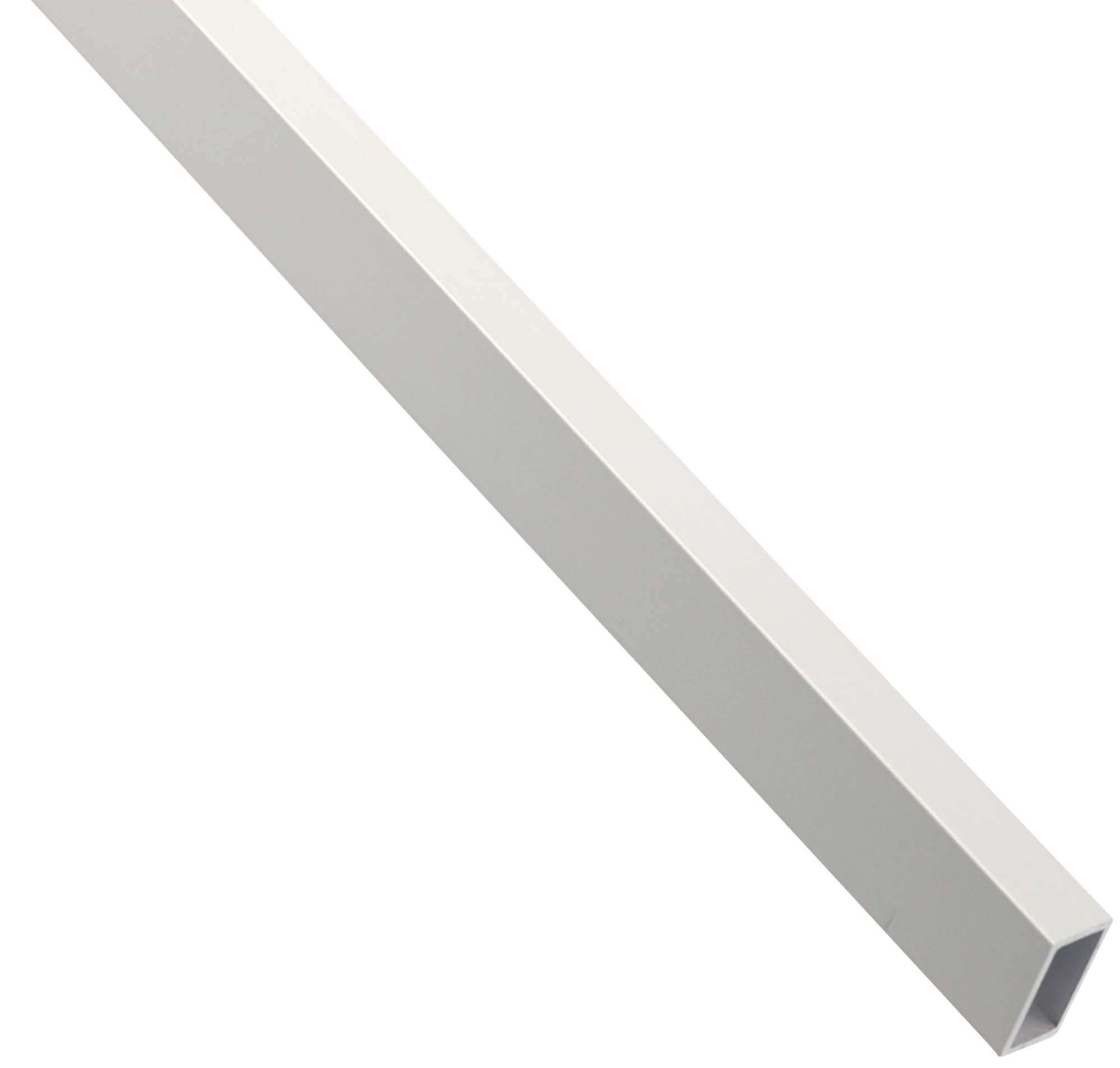 Perfil de aluminio tubo cuadrado en color blanco.