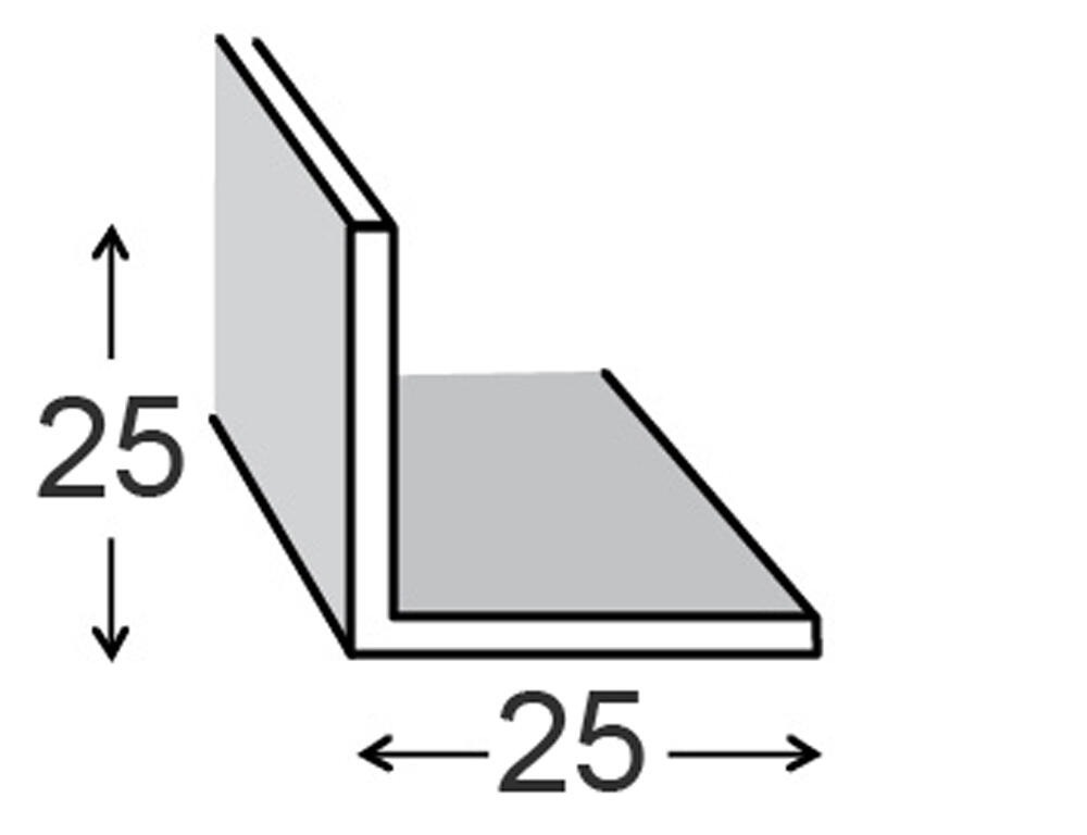 Perfil forma ángulo de aluminio gris, alt.2.5 x an.2.5 x l.200 cm