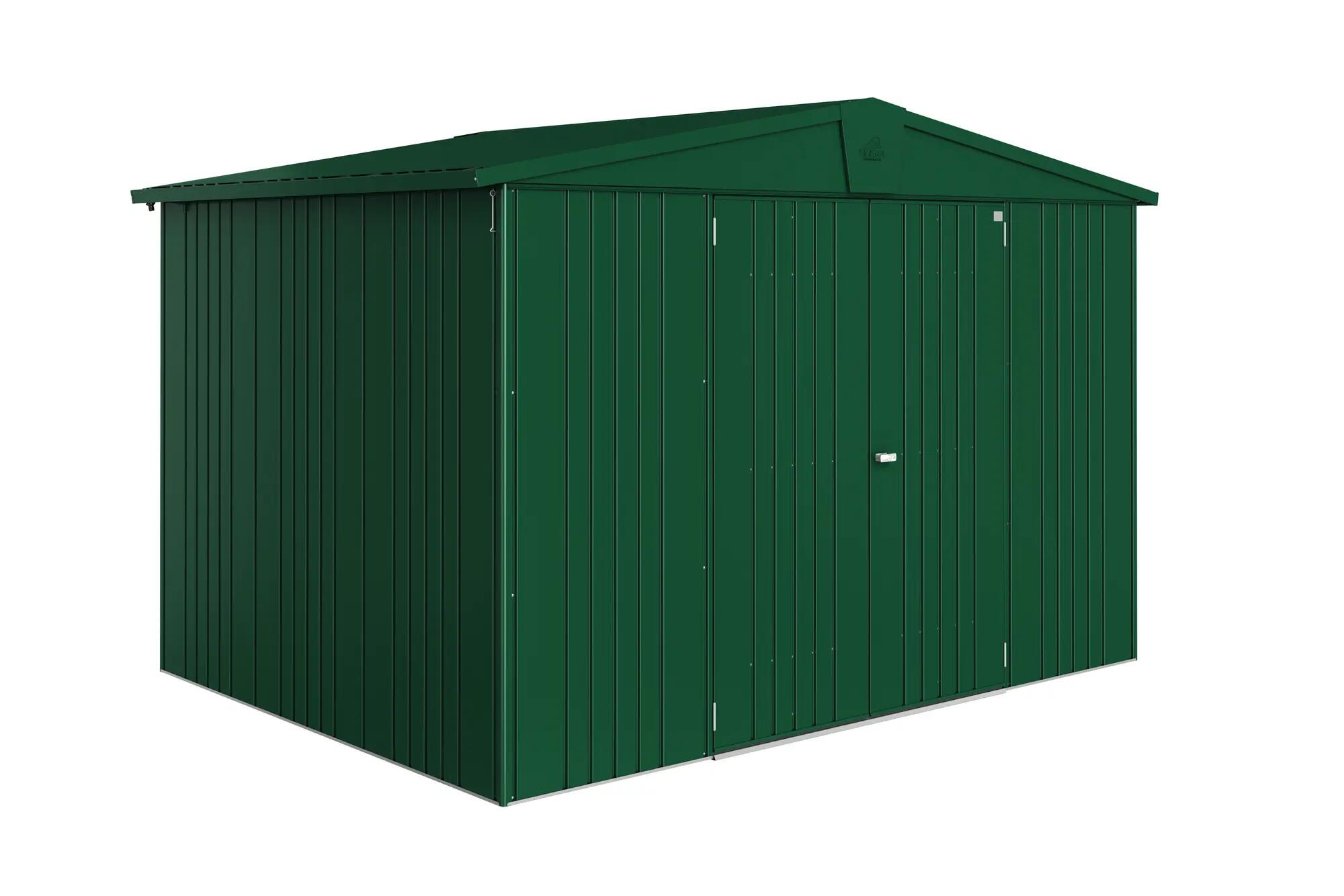 Caseta de metal verde europa de 316x209x228 cm y 7.2 m2