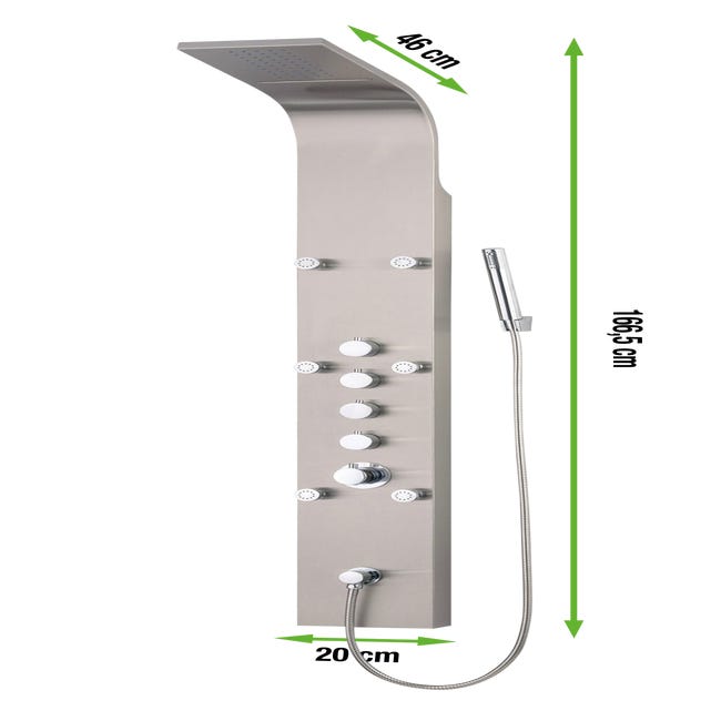Columna de ducha hidromasaje termostática EDOUARD ROUSSEAU Orys gris