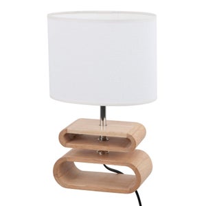 Lámpara de mesa Itto E14 lino blanco/madera