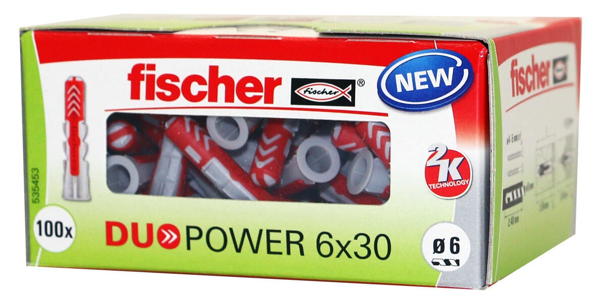 Casle - Tacos Fischer Duopower 40mm x 8mm. (Caja 100 Uds.) (Multiusos 3 en  1).