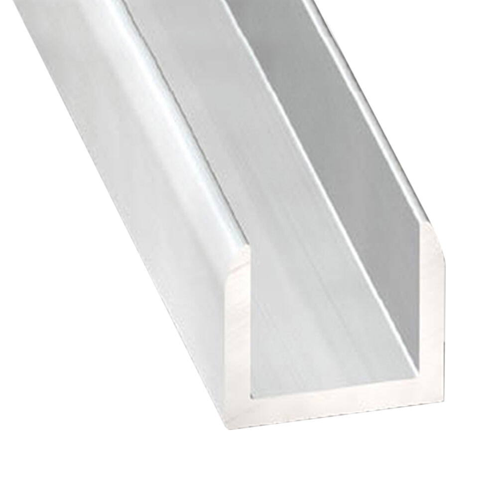 Perfil forma en u de aluminio gris, alt.1.5 x an.1.5 x l.200 cm