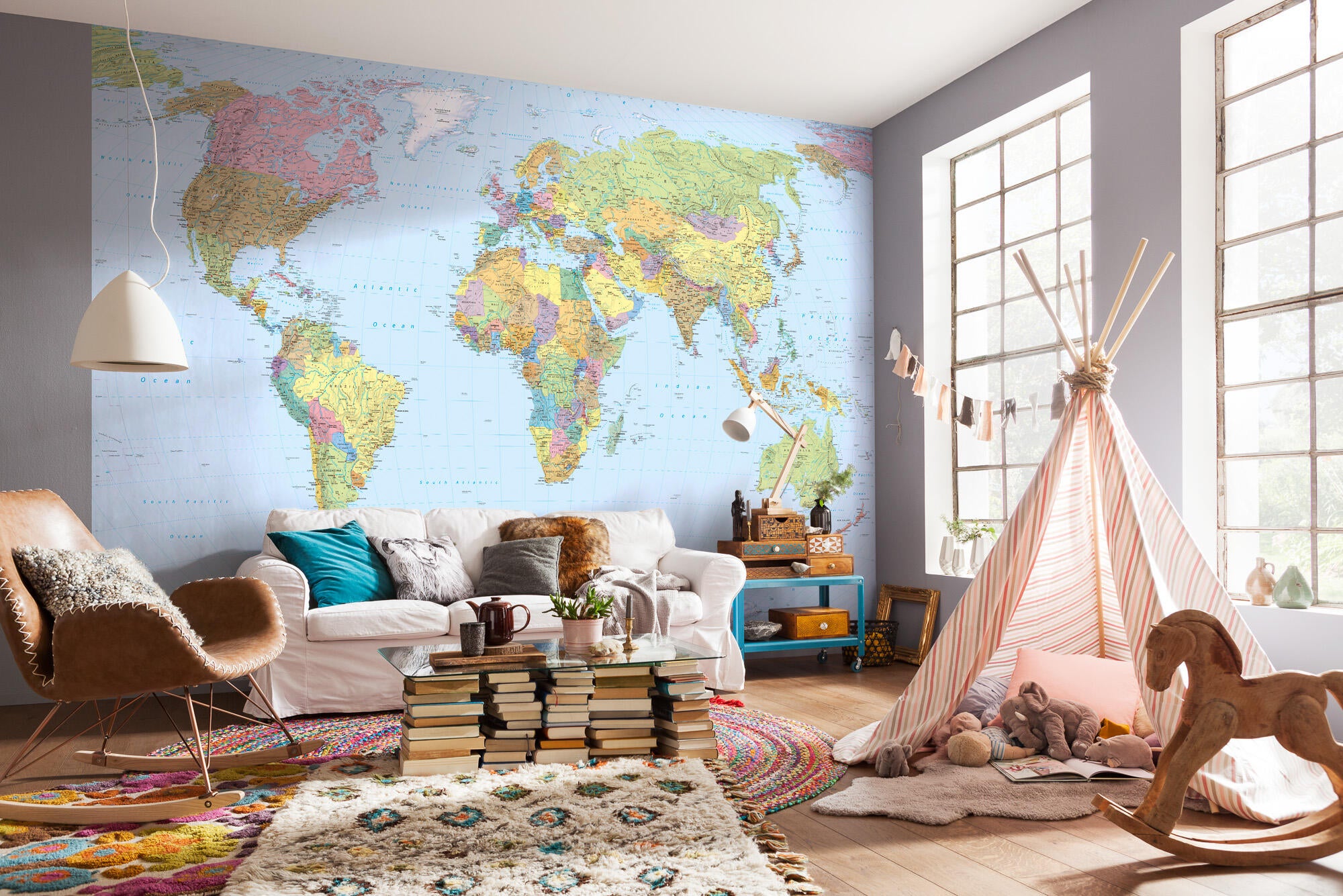Mural world map de 368 x 248.0 cm