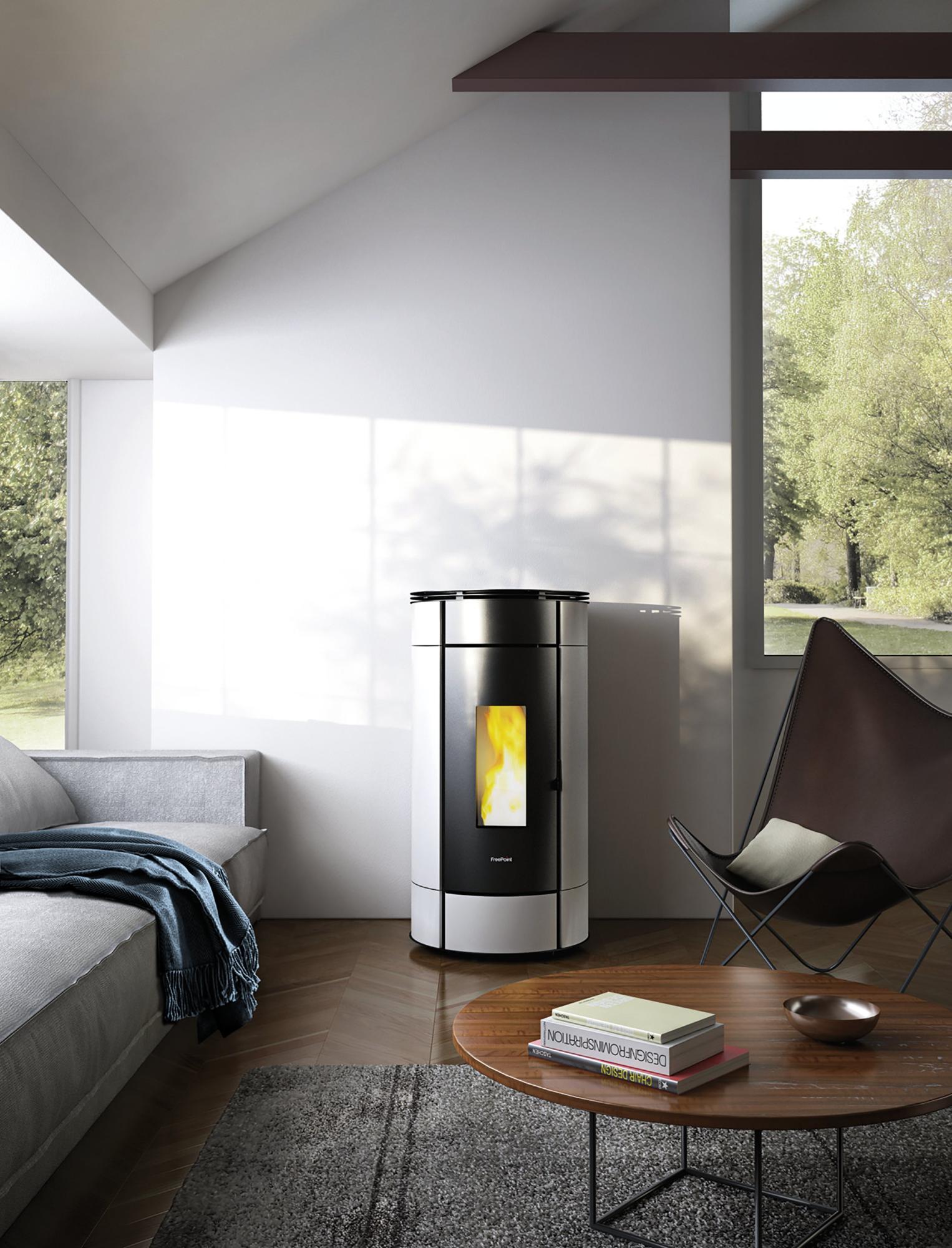 Freepoint Estufa de pellet FREEPOINT Globe 10,5 kW blanco | Leroy Merlin