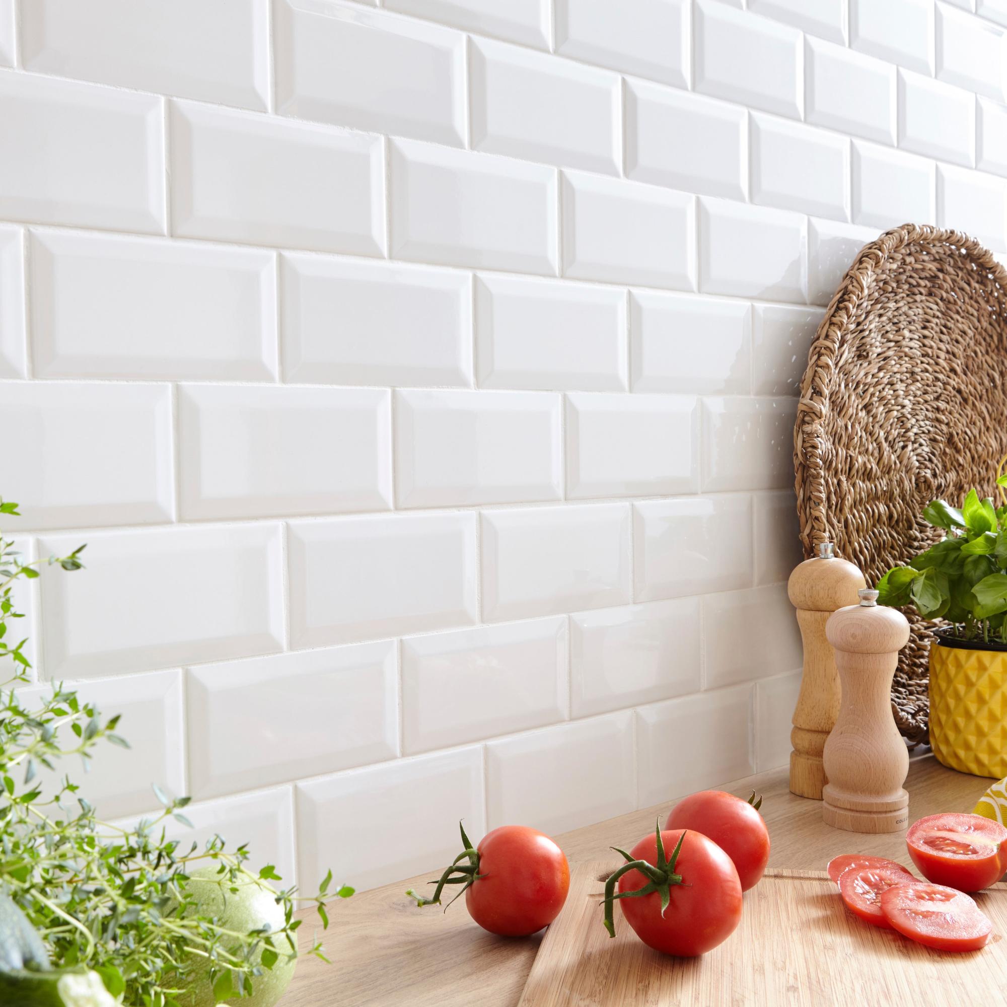 Azulejo efecto liso blanco brillante 7.5x15 cm Metro ARTENS Leroy Merlin