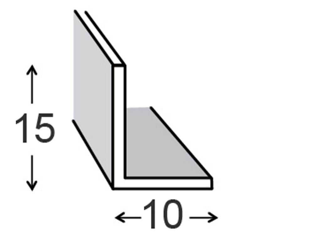 Perfil forma ángulo de aluminio , alt.1.5 x an.1 x l.100 cm