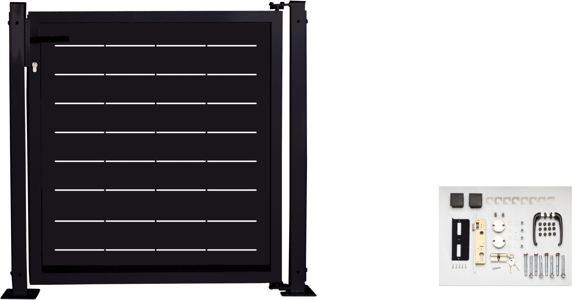 Kit puerta para valla doorself lines 116 x 93 5 cm negra de la marca DOORSELF