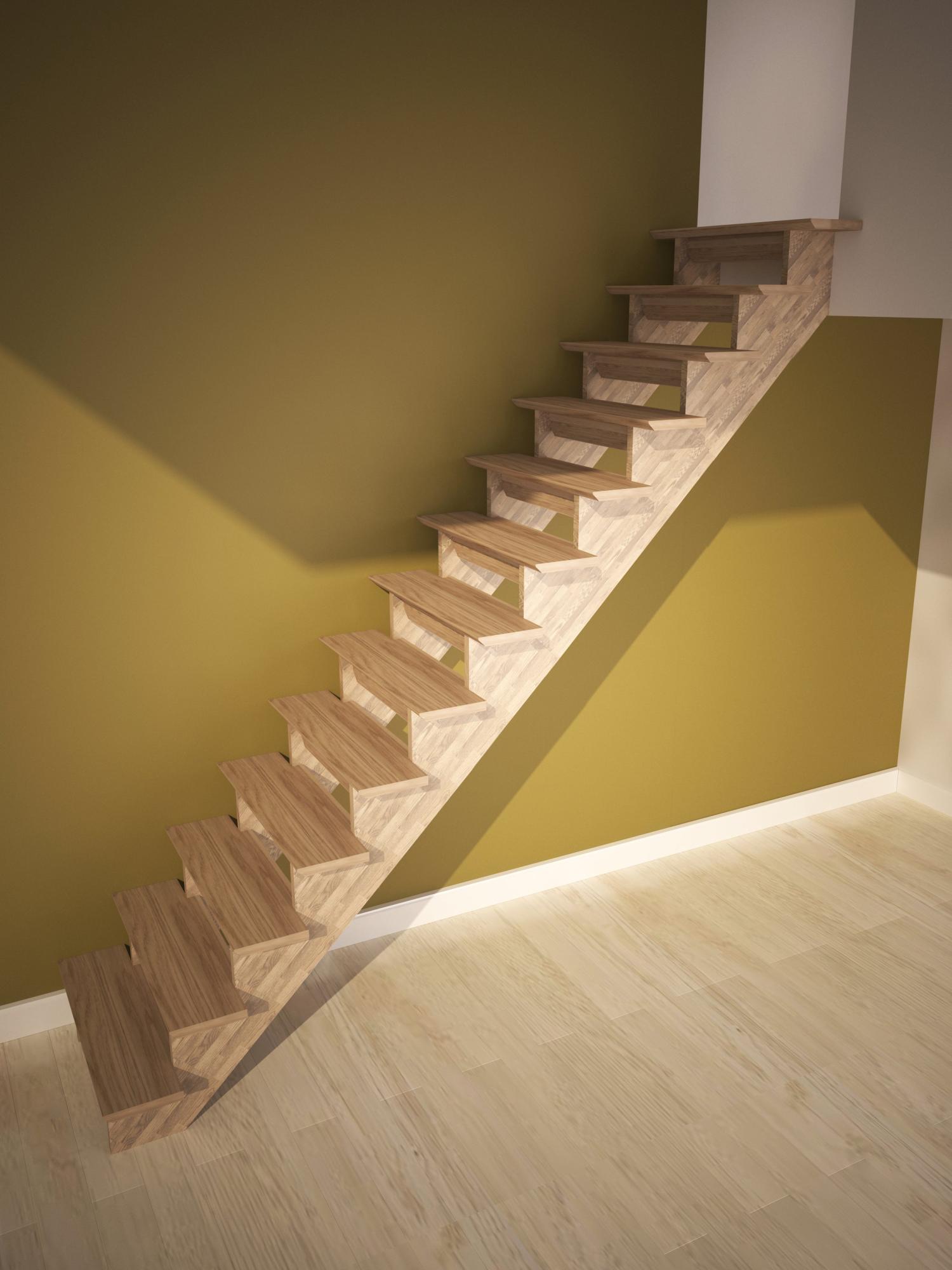 Escalera recta auvergne con contrahuella uso interior ancho 90cm roble de la marca SOGEM