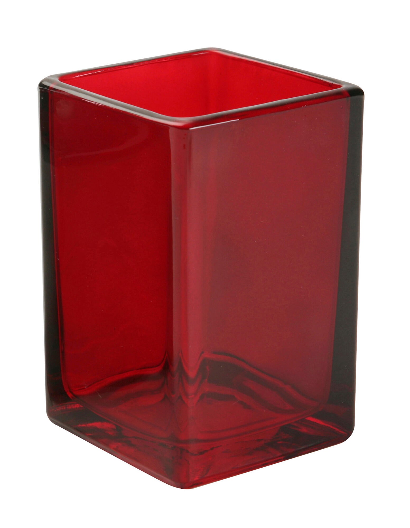 Vaso de baño kristal rojo satinado