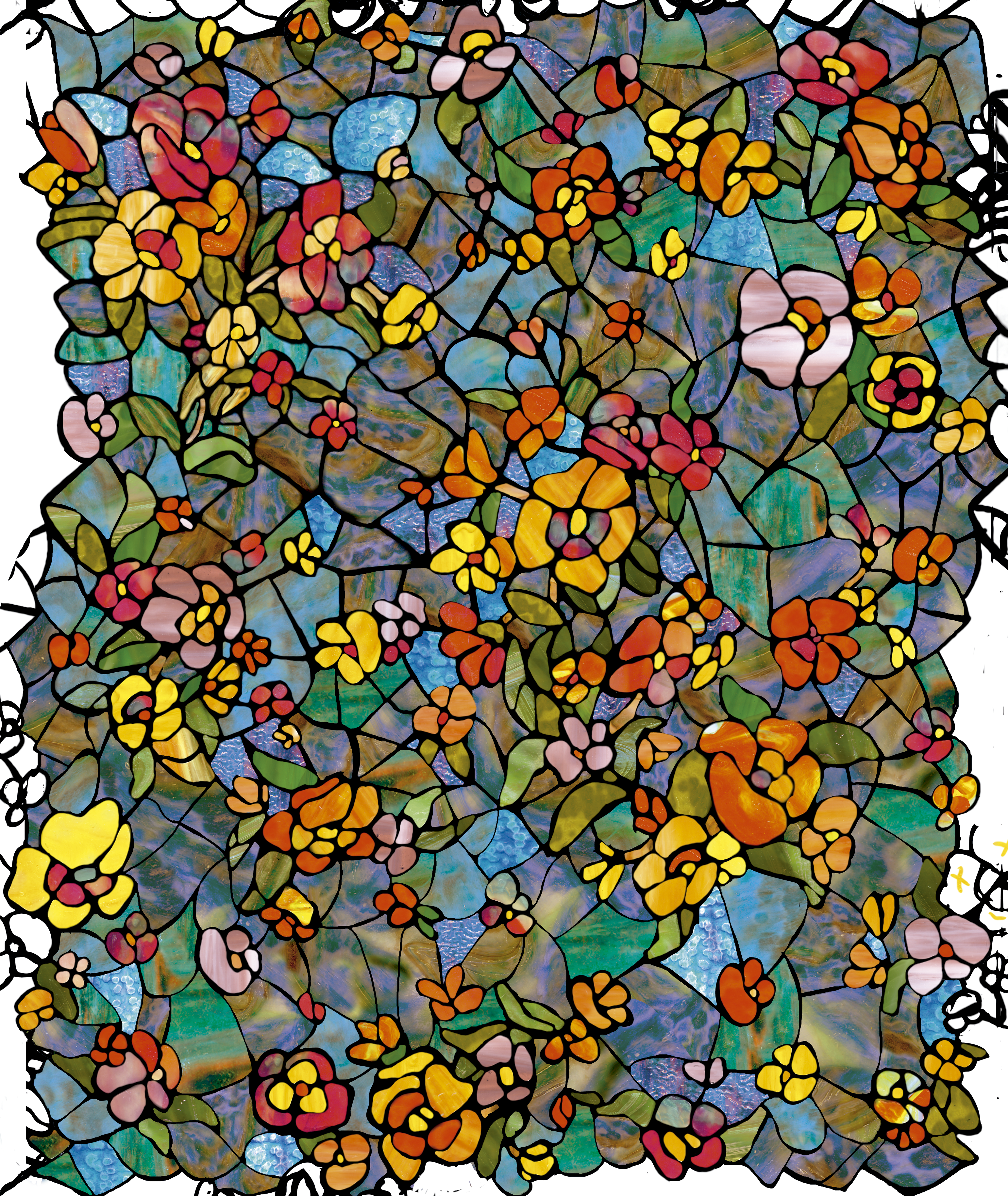 Revestimiento adhesivo mural flor, hojas multicol D-C-FIX