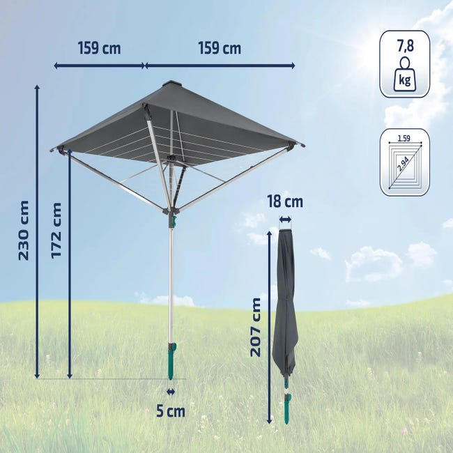 Tendedero de exterior de paraguas de 110x110 cm desplegado