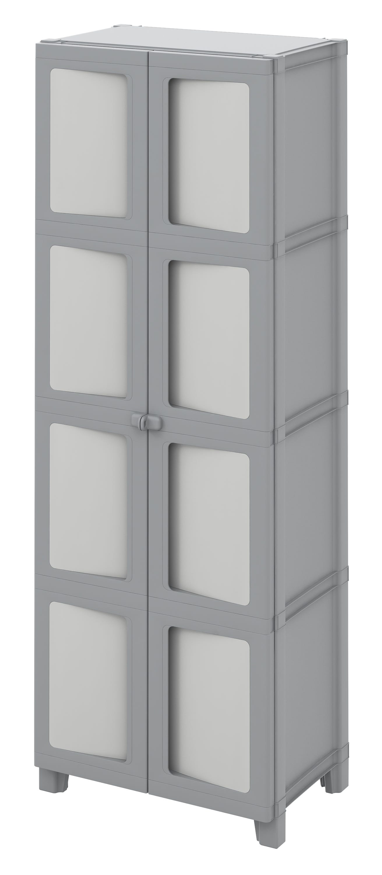 Armario alto baldas de resina Modulize 65x180x40 cm color gris 2 puertas