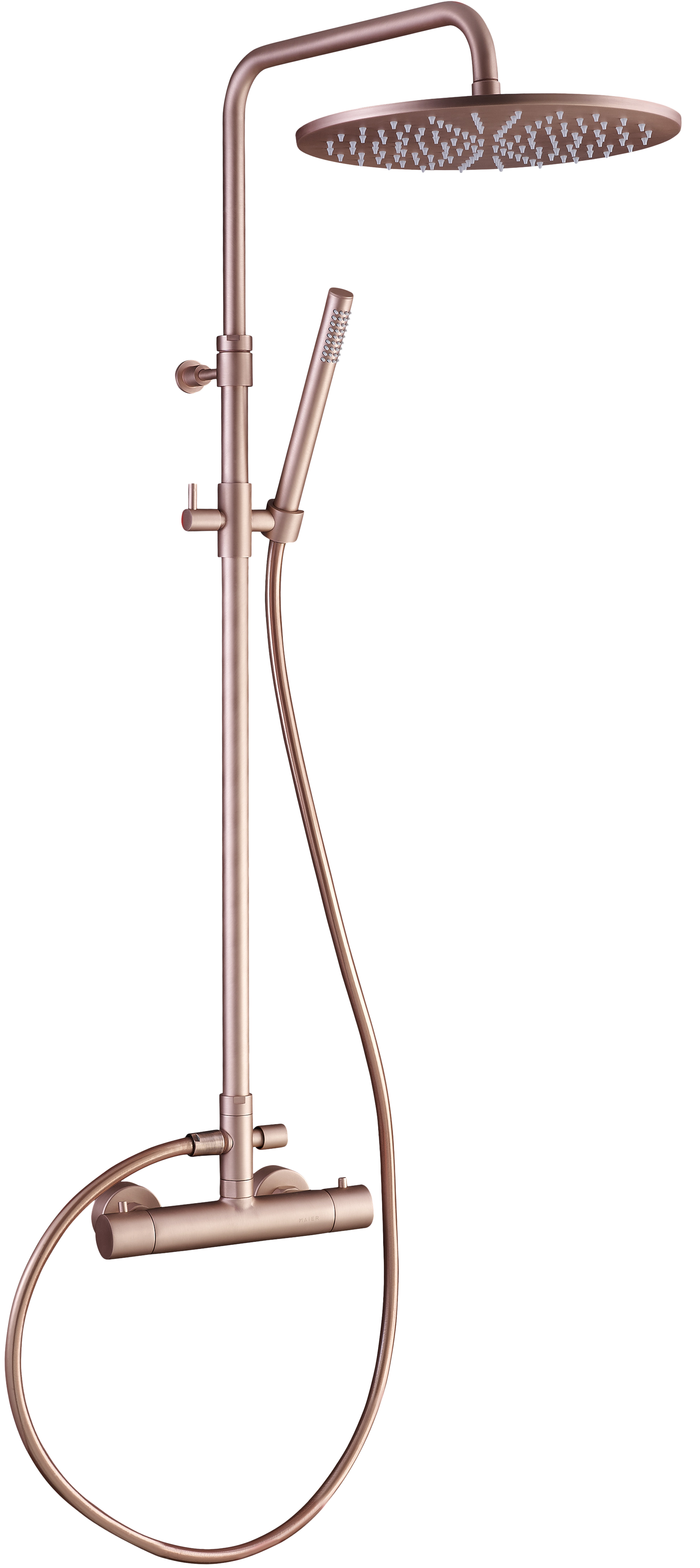 Columna de ducha termostática maier d300 naranja/cobre cepillado
