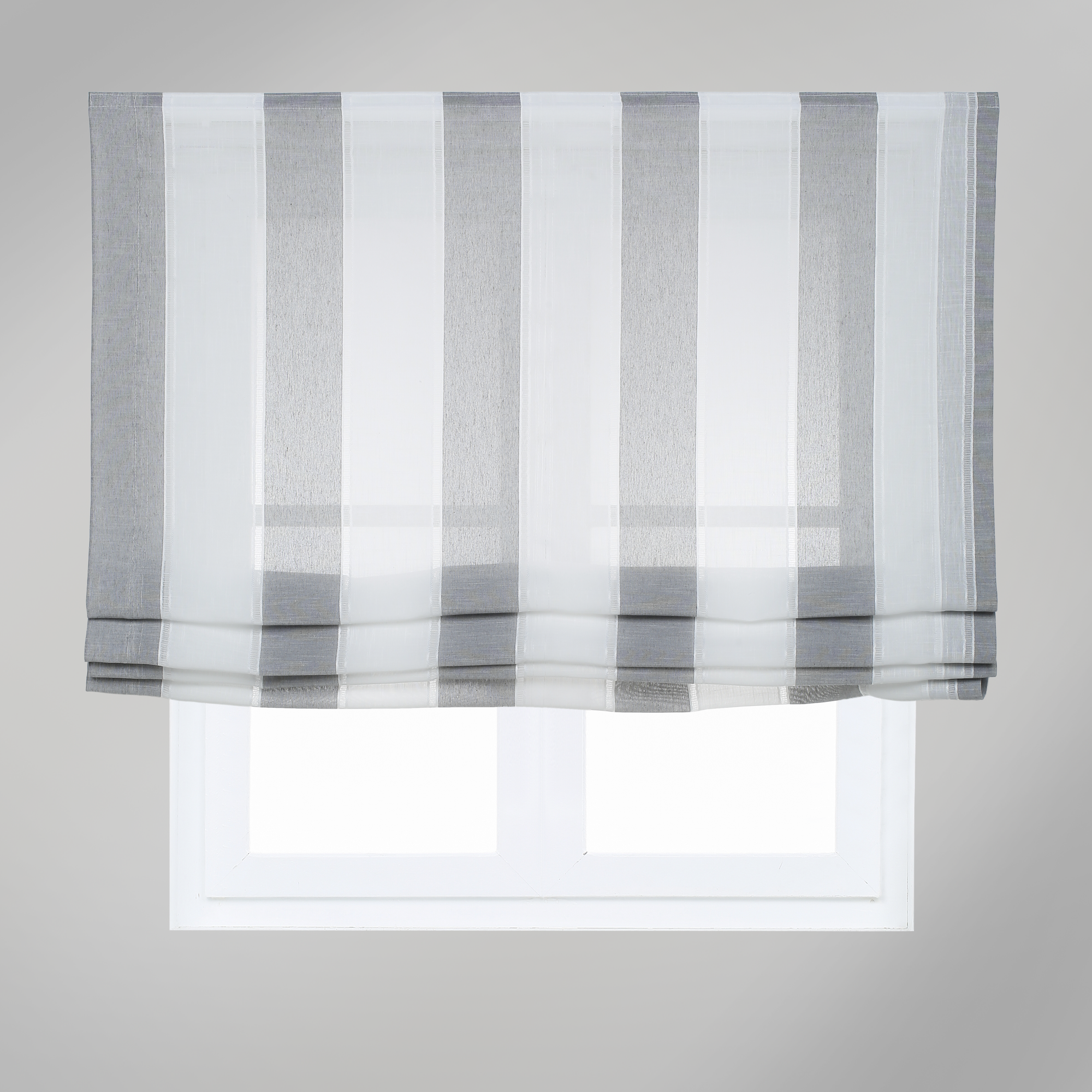 Estor plegable paqueto raya ancha gris, blanco de 105x175 cm