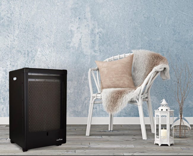 Tienes disponible en Leroy Merlin la manera perfecta de calentarte en invierno en forma de estufa de gas 4 ¿Cuánto espacio puede calentar esta estufa a gas de Leroy Merlin?