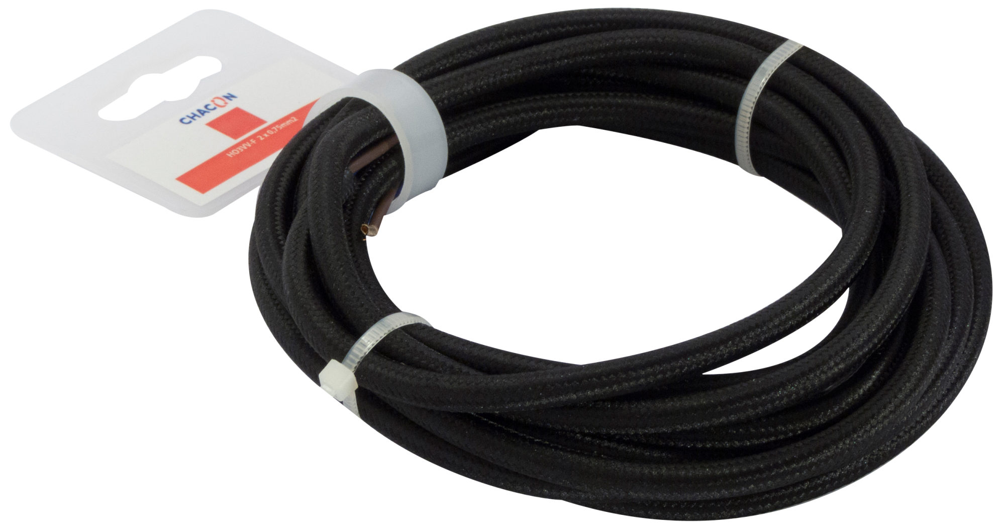 Cable textil chacon h03vv-f 2x0,75 mm² negro de 5 m