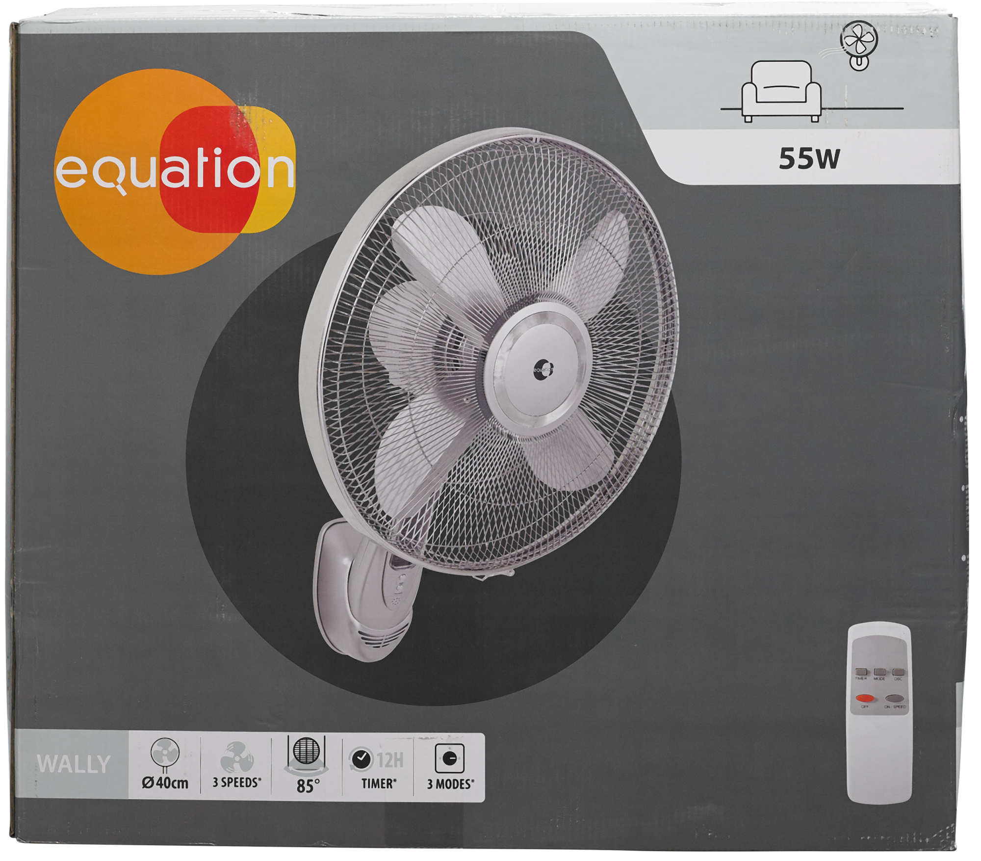 Mando Distancia Blanco Ventilador De Pared 8.5 Pulgadas - Oscilante 90° Con Control Remoto Y Temporizador 8.5 Pulgadas 4 Velocidades