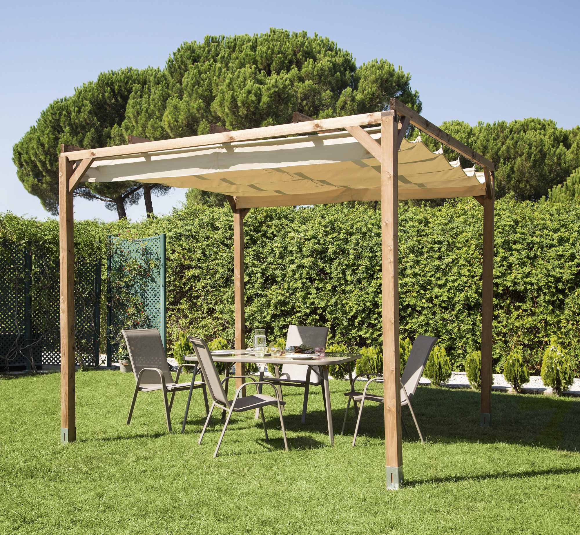 Pérgola de madera navia beige de 300x300 cm de la marca MAUSA