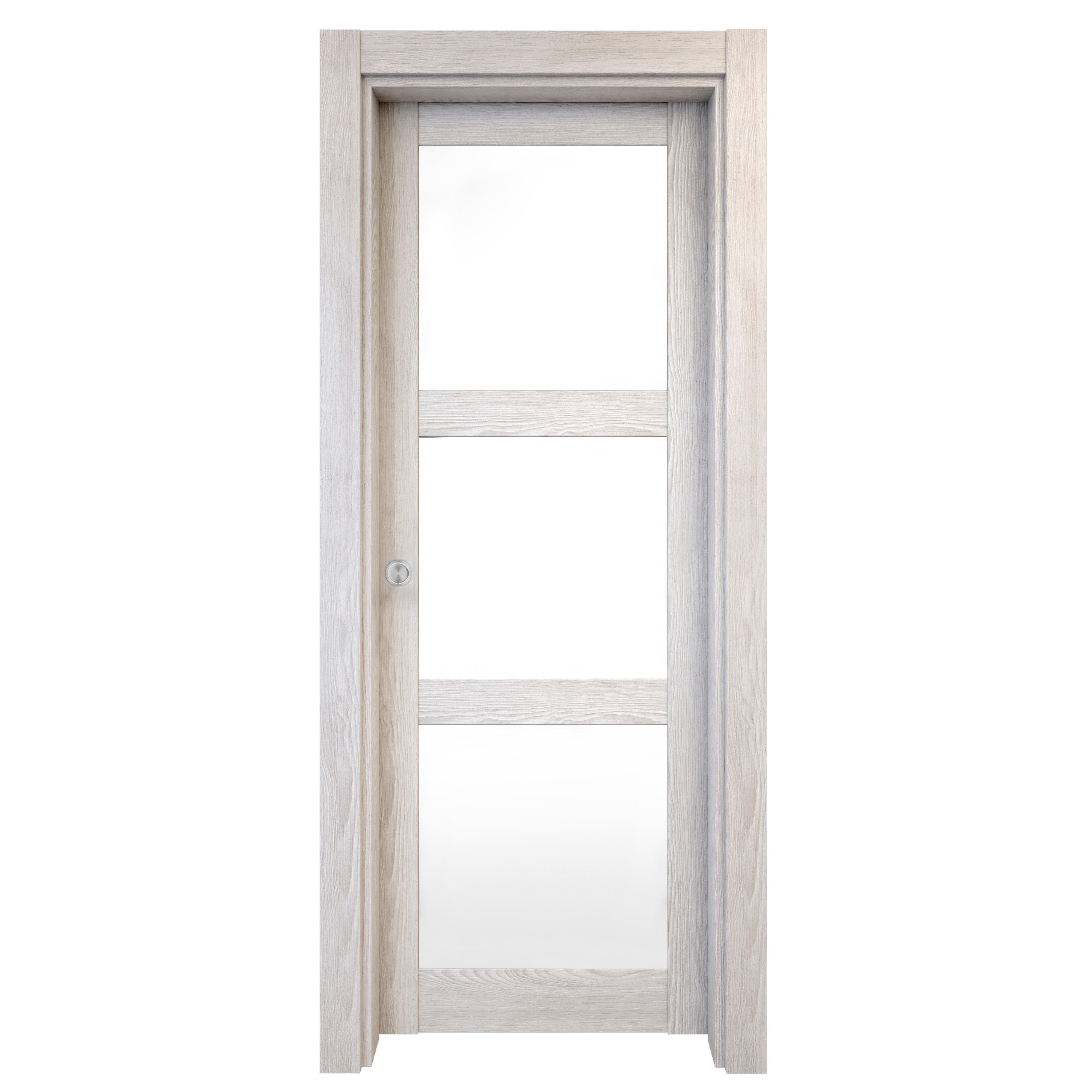 Puerta corredera moscu blanca line plus blanco con cristal de 82.5x203cm
